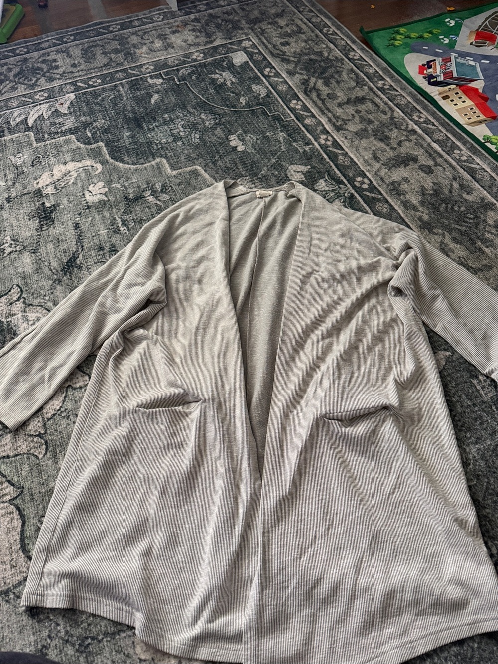 Light Beige Open Front Cardigan